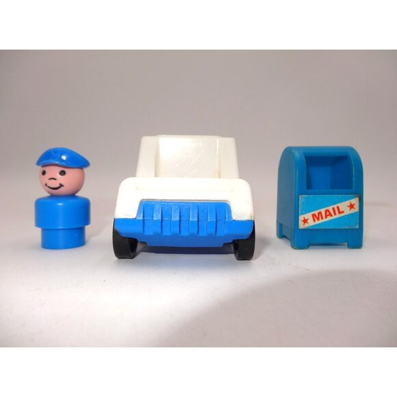 Fisher Price Little People Main Street Mail Truck Mail Box and Mailman Vintage - Picture 1 of 12